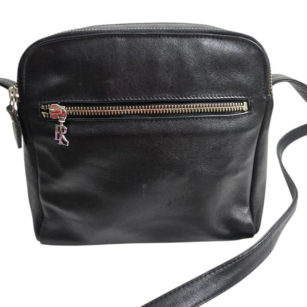 Ralph Lauren Leather Camera Bag Black Crossbody Shoulder Logo Vintage Classic
